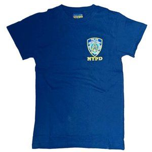 Navy Blue Embroidered NYPD shield patch shirt Med